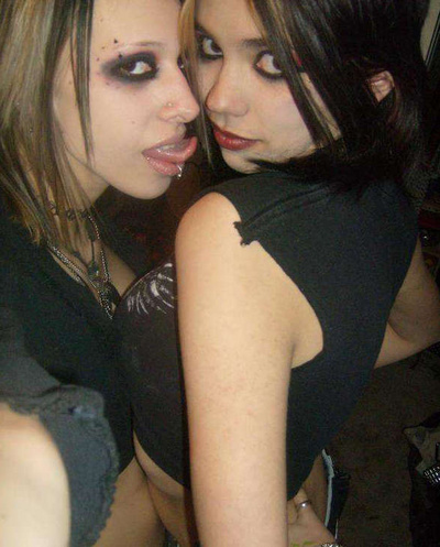 Cute Goth Girls Making Out On Camera