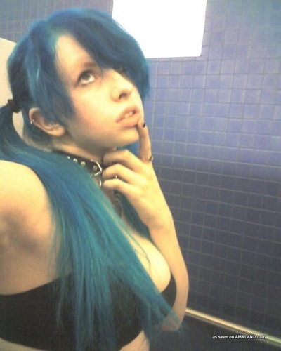 Naturally Busty Blue Haired Emo GF